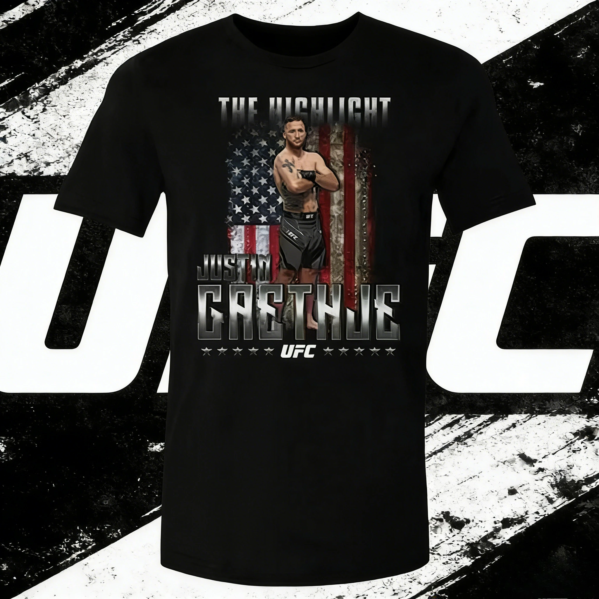 

UFC Player Justin Gaethje's 2026, летняя свободная и модная футболка из чистого хлопка большого размера, подходит для мужчин и женщин