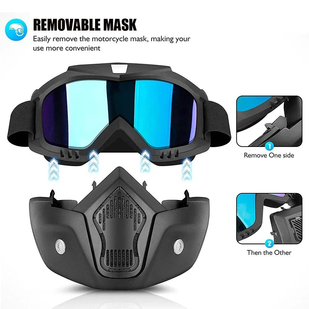 Protective Bicycle Motorcycle Helmet Mech Mask Motocross Sunglasses Windproof Riding Cycling Ski Goggles with Mouthpiece