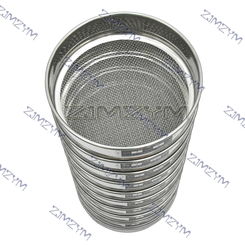20Cm Set Saringan Tes Inspeksi Pengambilan Sampel Standar Laboratorium 304 Lubang Jala Penyaring Baja Tahan Karat 0.075-2Mm 10-200 Lubang