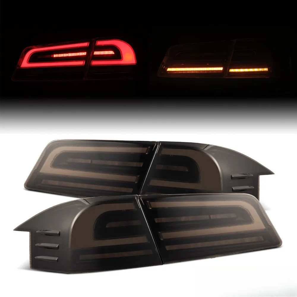 

Fit 2012-2020 Tesla Model S LUXX-Series LED Tail Lights Assembly Black Smoke 2PC