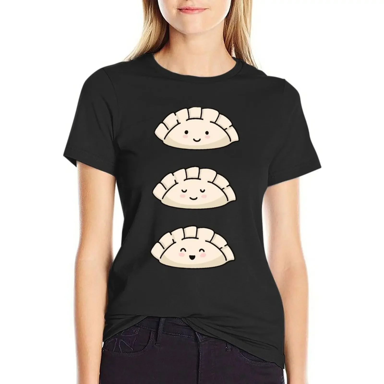 

Cute Dumpling Faces Stickers T-Shirt customs design your own blacks summer tops white t shirts for Women