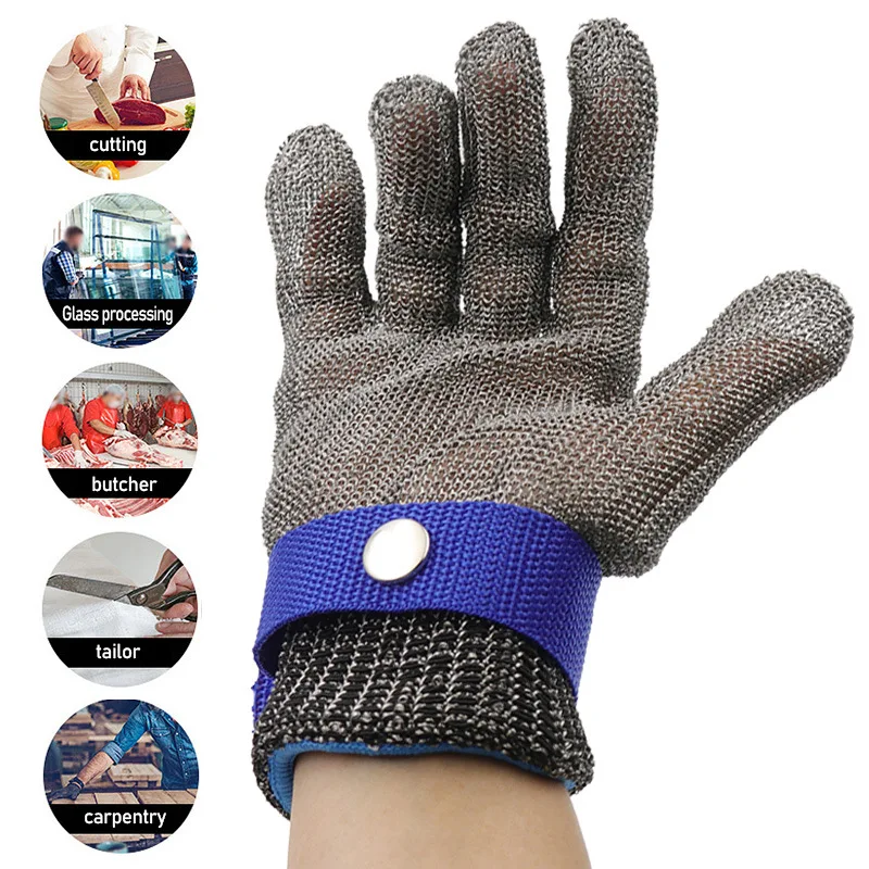 Stainless Steel wire Mesh Resistant Gloves, Knife Cutting Gloves for   Meat Cutting Oyster Shucking Chopping and Peeling