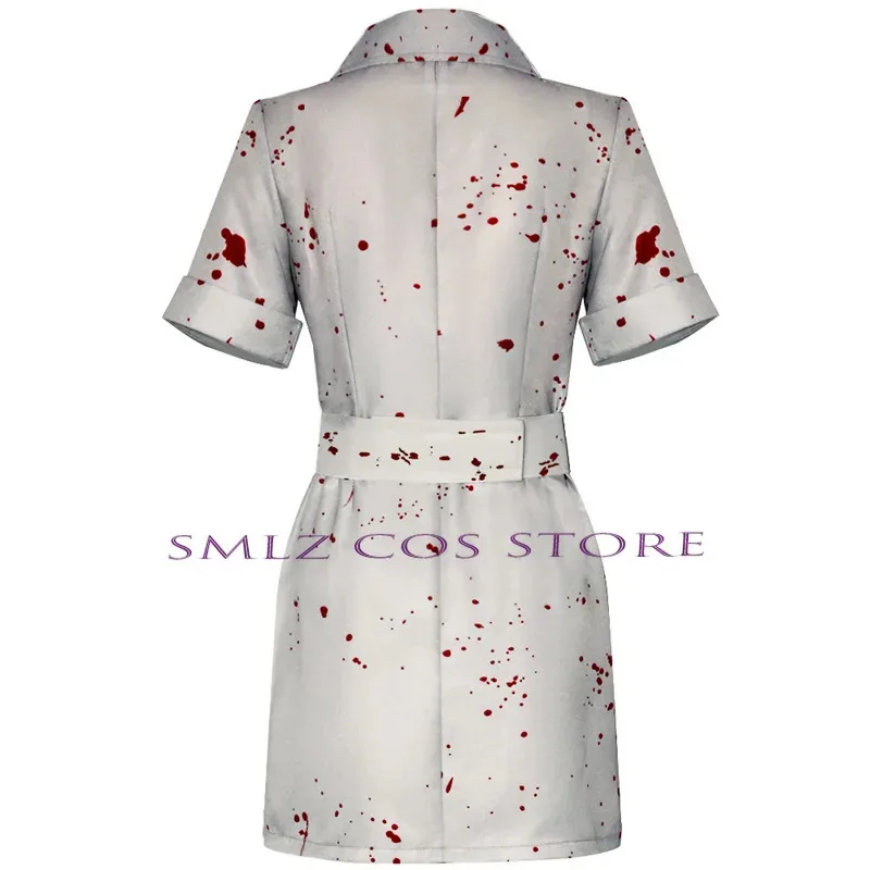 ❤ ❤ 2025 zumbi enfermeira cosplay uniforme anime silent hill 2 traje mancha de sangue vestido chapéu conjunto festa de halloween role play terror novo ★ ☆