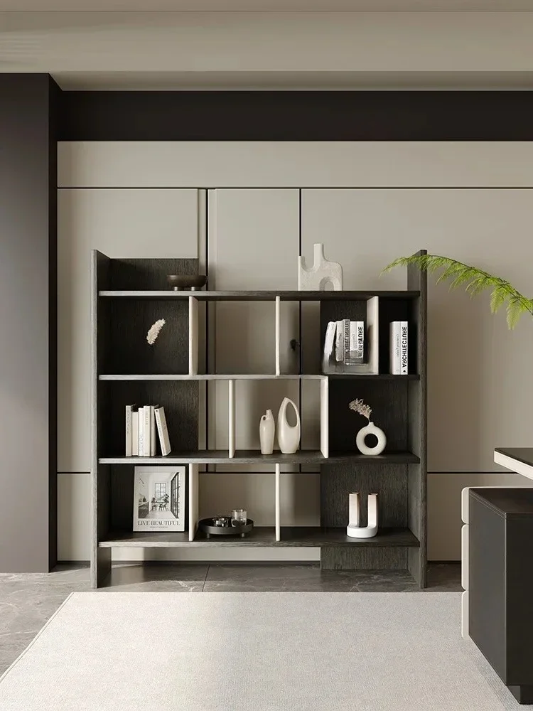 B minimalist bookcase bookshelf floor-to-ceiling shelf integrated wall removable leather solid wood bookcase
