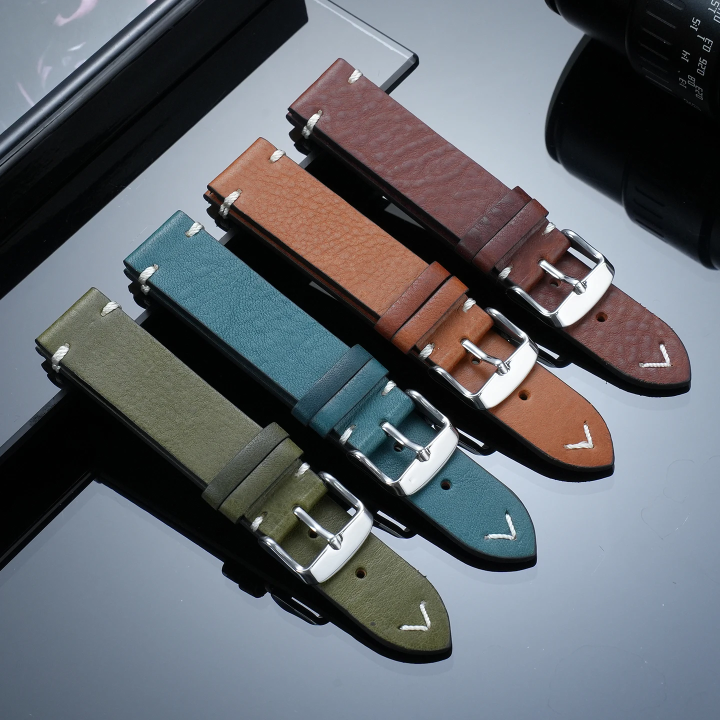 For Casio Forester FT-500W AW-80V W-89H Vintage Distressed Cowhiude Leather Strap FT500W Men WatchBand 19mm Soft Wristband