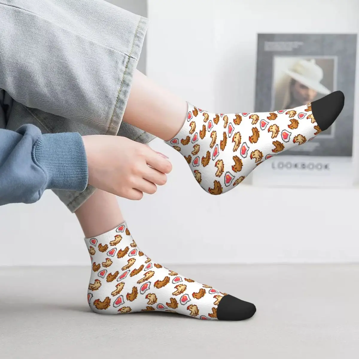 

Stardew Valley Chicken Lov Socks Harajuku Sweat Absorbing Stockings All Season Socks Accessories for Man Woman Birthday Present