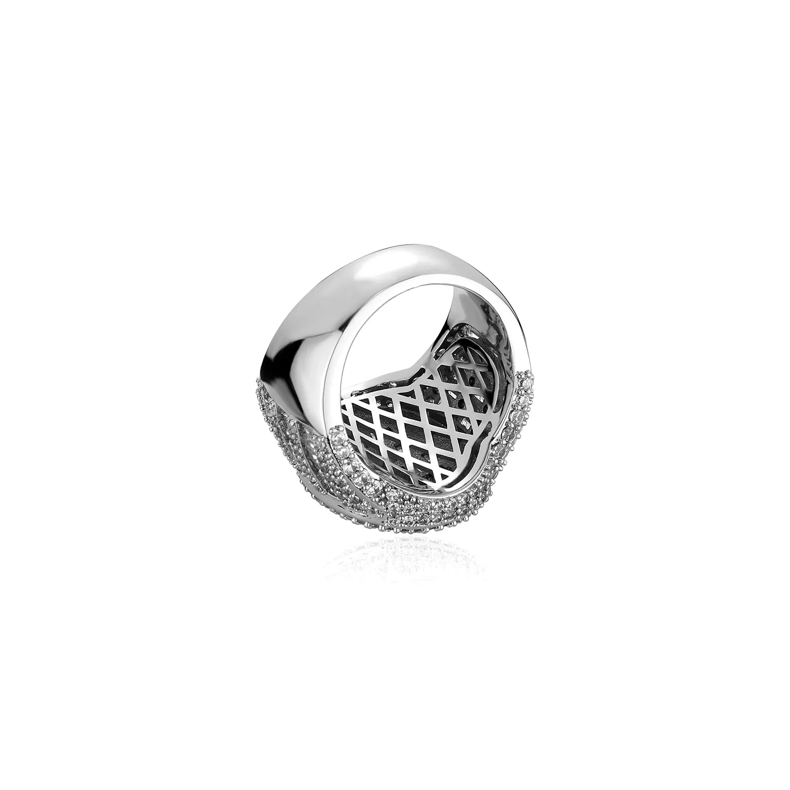 TOPGRILLZ Oval Gold Silver Color Hip Hop Ring for Men Women Fashion Micro Paved Iced Out Zircon Stones Punk Wedding Ring Jewelry