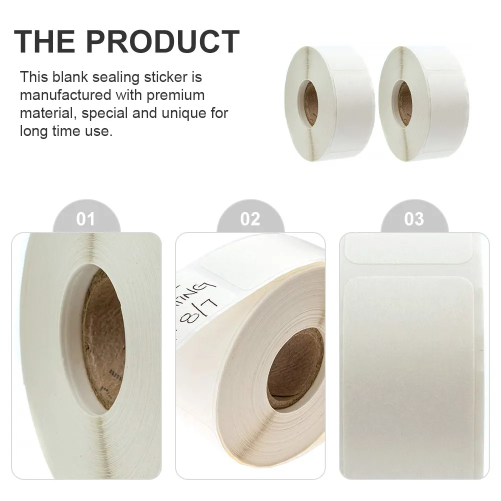 

2 Rolls Rectangle Label Stickers Blank Self Adhesive Sealing Stickers for Baking Bag Packaging DIY Craft Scrapbooking Use