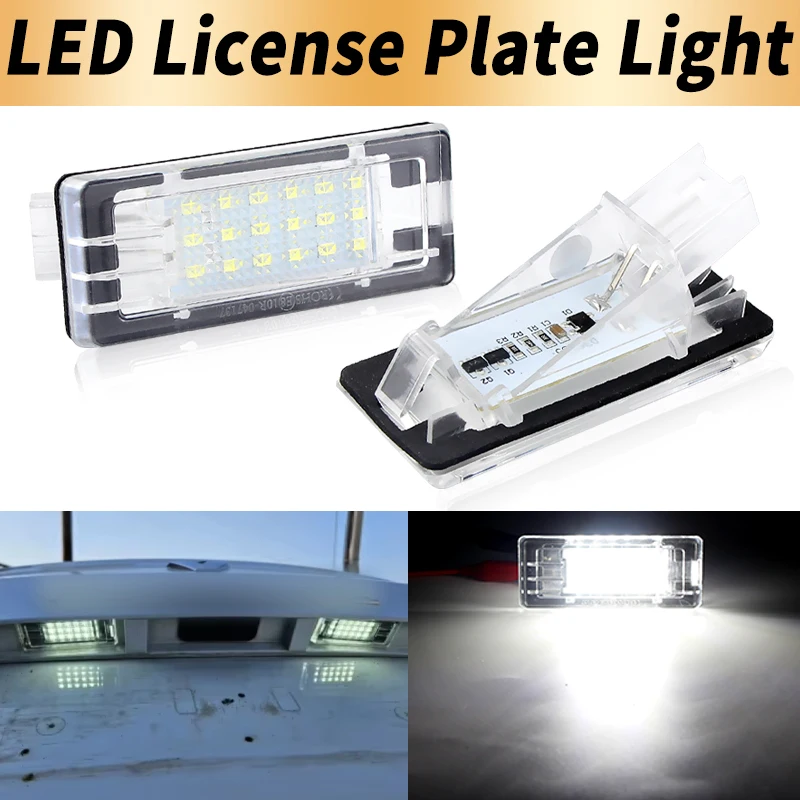 2PCS LED License Plate Lights Canbus For Renault Captur 13-19 Kaptur 16-19 Espace ​02-10 Fluence 09-21 Scenic 03-16 Modus 04-12