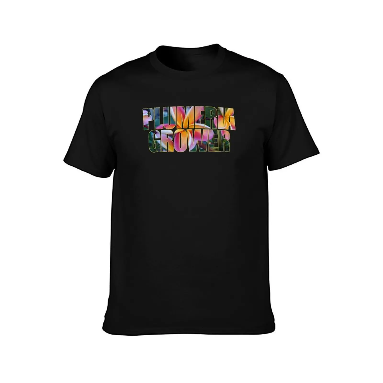 Plumeria Grower Flower Picture In Text T-Shirt Summer Casual Cotton Tee Oversized Streetwear Tops Vintage Graphic Print