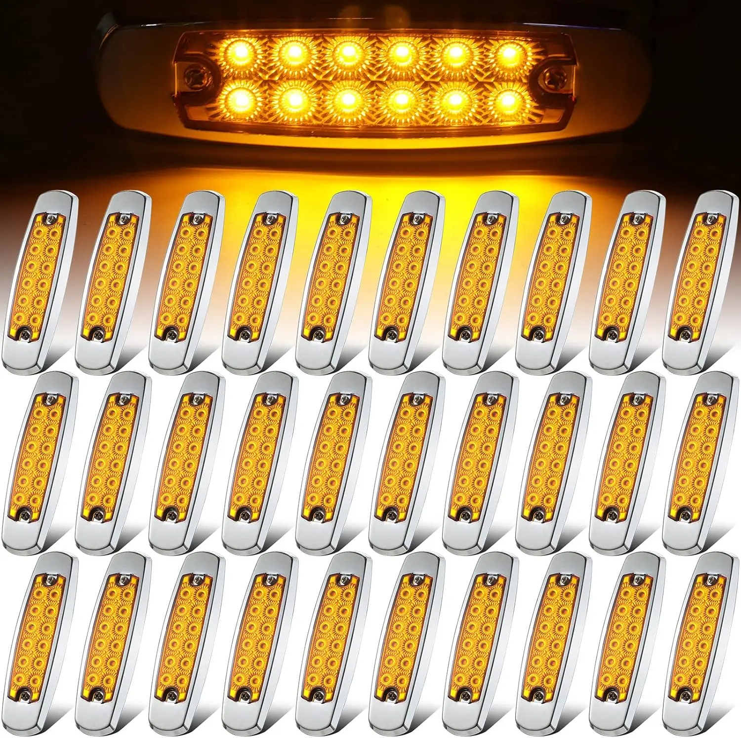 

30 LED side marker lights,6.4-inch side marker lights,12 diode front and rear turn signal lights, used for trailer pickup trucks