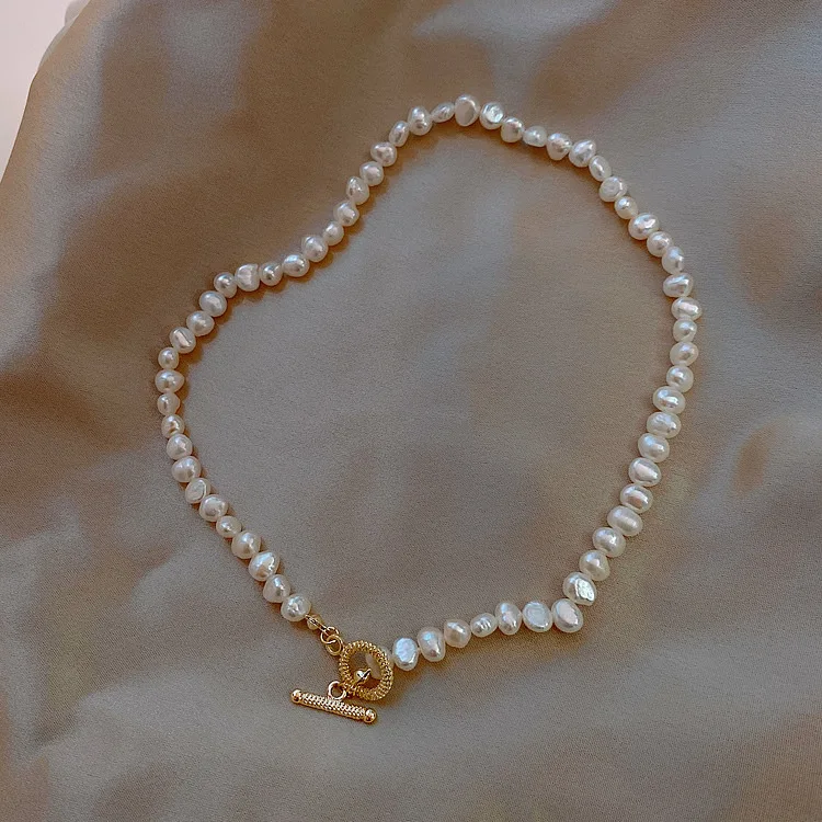 Promotion Natural Baroque Freshwater Pearl Simple Design 14K Gold Filled Female Jewelry Sets For Women Necklace Bracelet