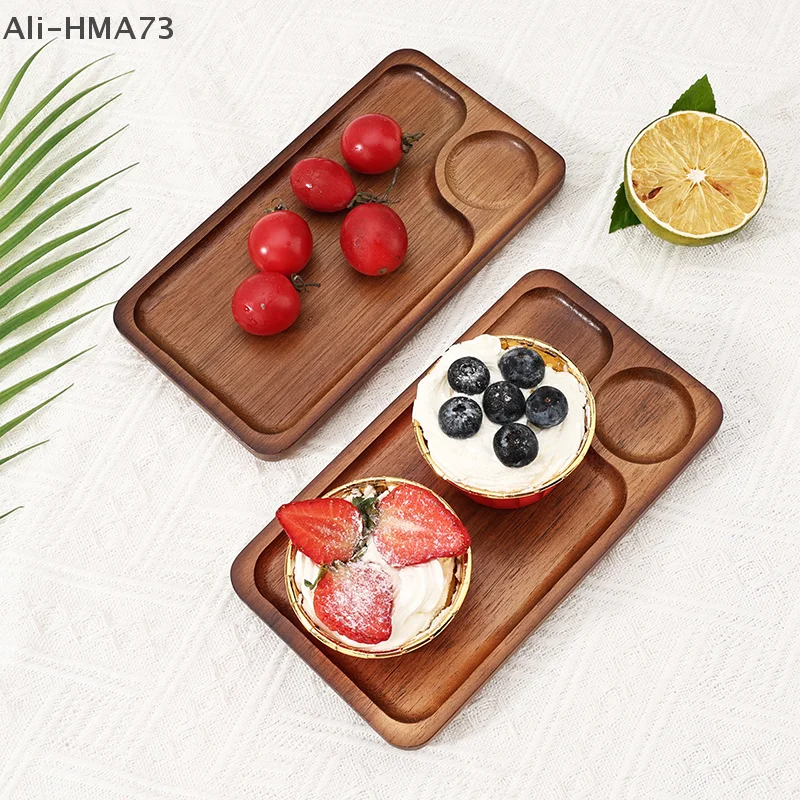 Wooden Tea Coffee Tray Fruit Dessert Candy Dish Wooden Decorative Bread Snack Cake Food Dish Tray Tableware