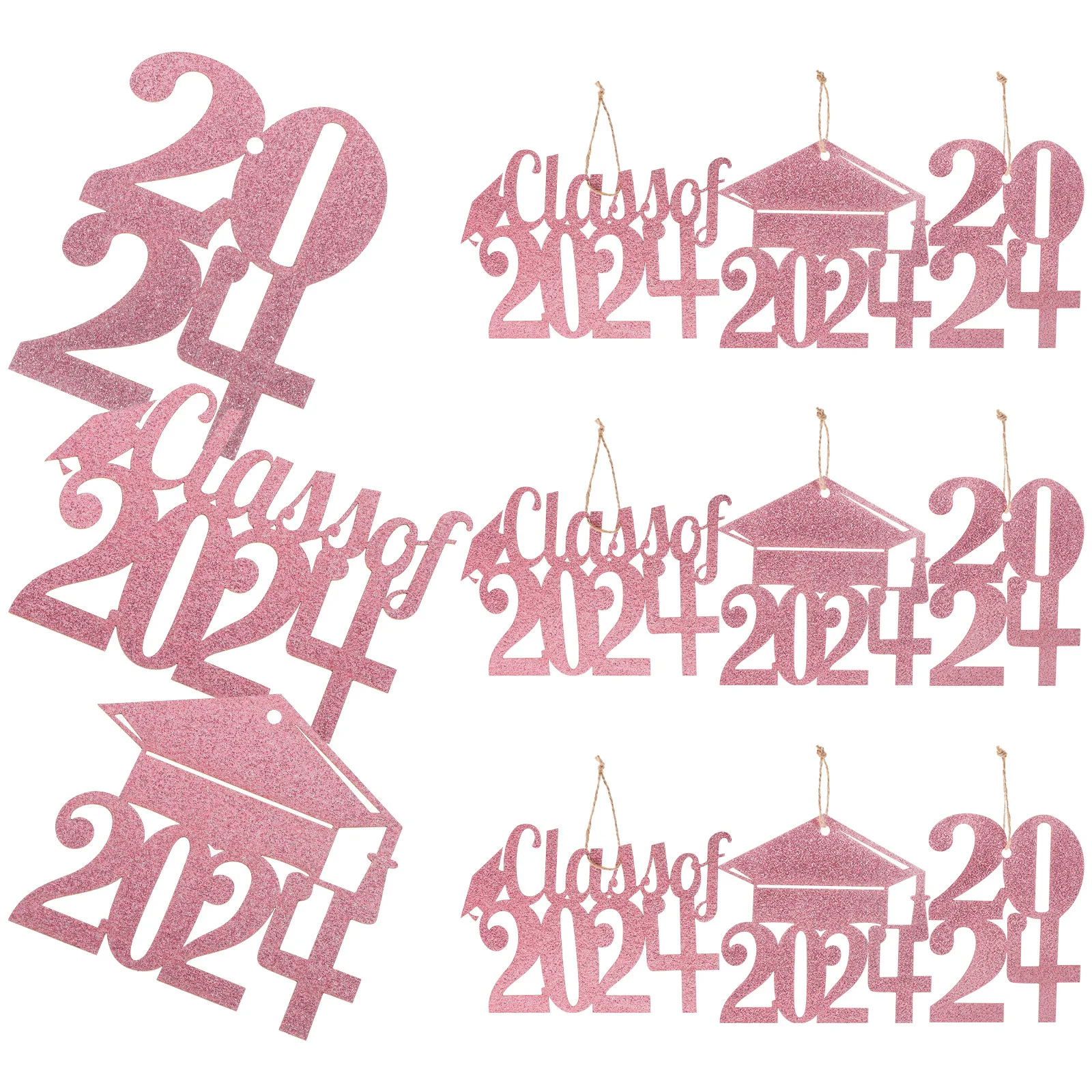 

1Set Graduation Party Vase Hanging Cutouts 2024 Glitter Tags Vase Decor Easy Hang Graduation Decorations 2024 Table