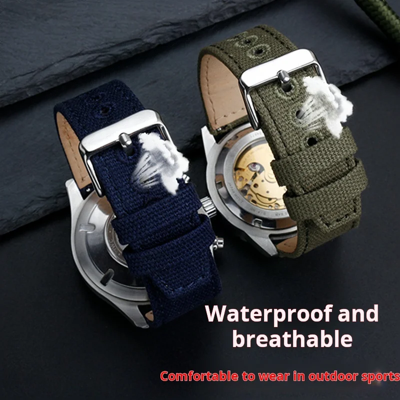 Ремешок для часов из быстросъемной ткани, дышащий матовый браслет для наручных часов с низом из воловьей кожи, спортивные мужские аксессуары для Гамильтона Citizen, 22 мм