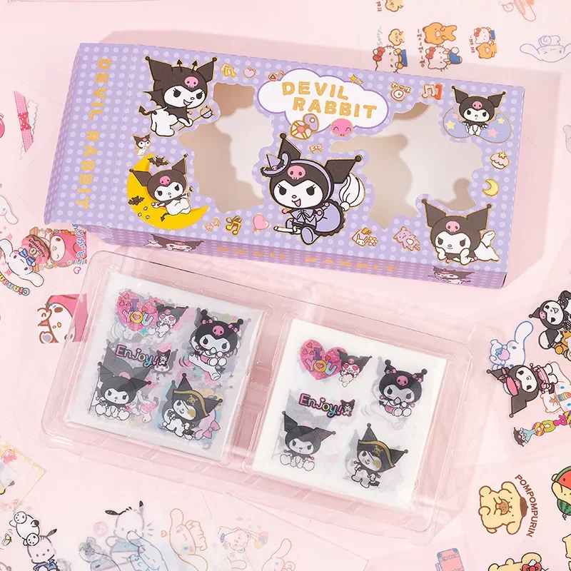 

New Hand Account Pvc Washi Sticker Gift Box Set Sanrio Cute Pet Illustrated Book Series Cartoon Decoration Material Text