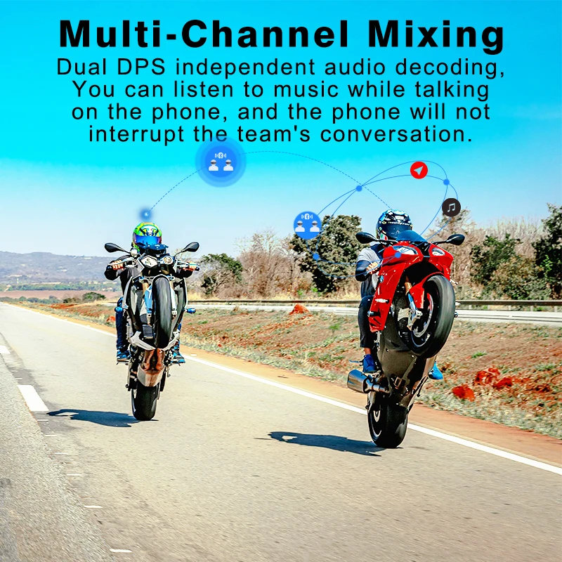Maxto M6s Motorcycle Helmet Bluetooth Intercom  Multiple Intercom Modes, Distance 1000 Meters,Supports Music Sharing