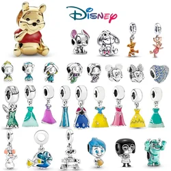 Disney serie aleación DIY Prop dibujos animados Winnie The Pooh Stitch dije colgante ajuste pulsera Original mujeres joyería niños regalo de cumpleaños