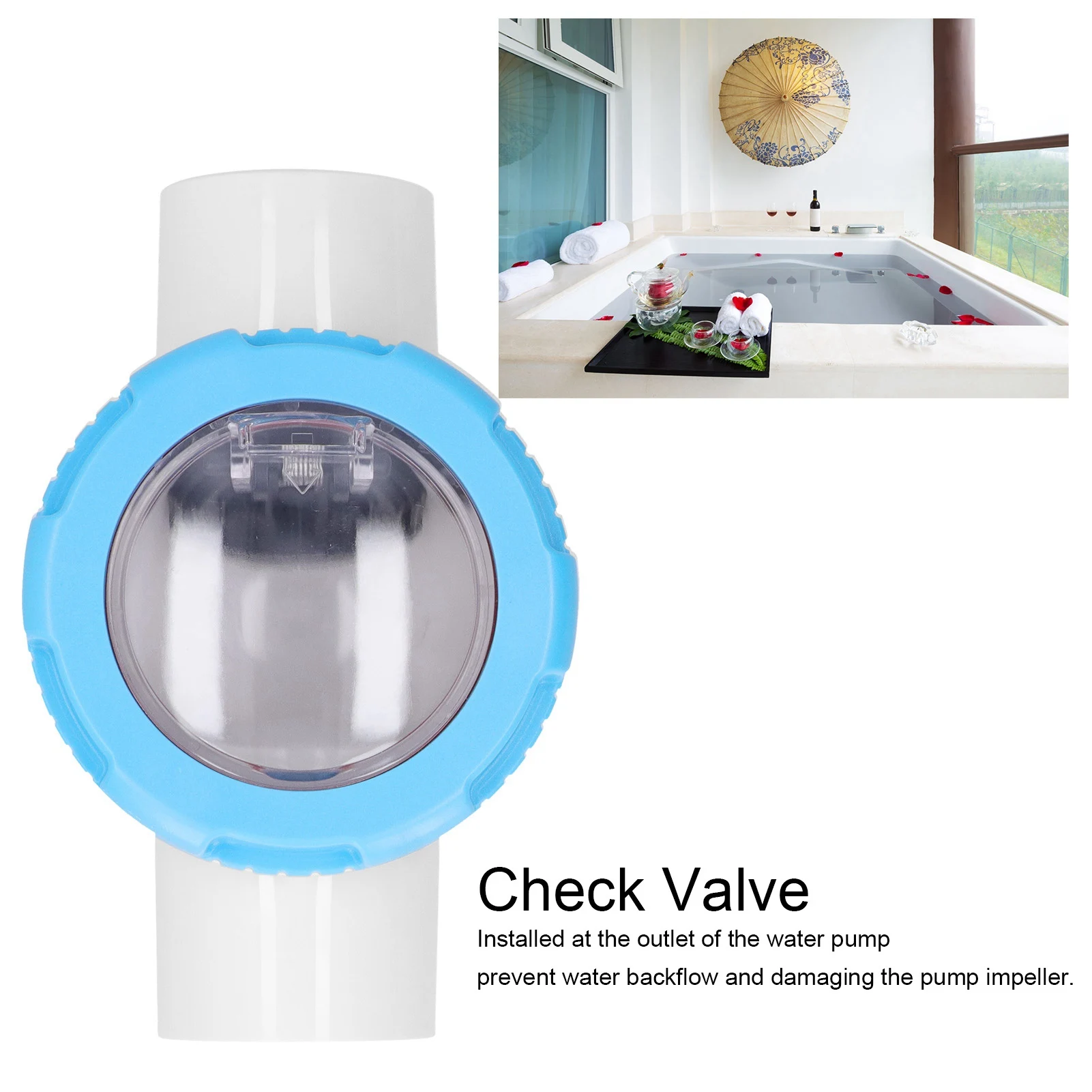 

2in Visible Check Valve Non Return Anti Backflow Accessories For Swimming Pool One Way Pipe