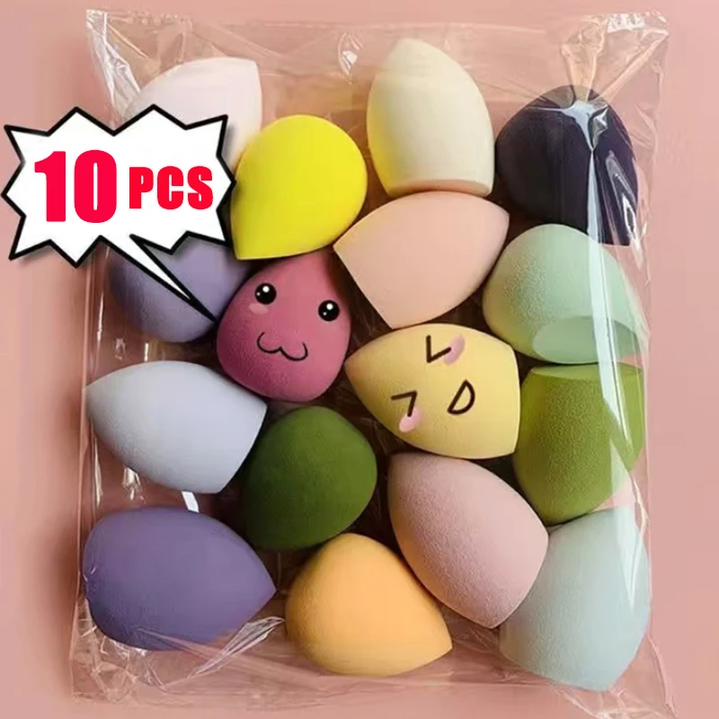 1/10pcs Makeup Sponge Powder Puff Soft Dry Wet Professional Beauty Egg Bevel Cut Shape Foundation Air Cushion Makeup Accessories