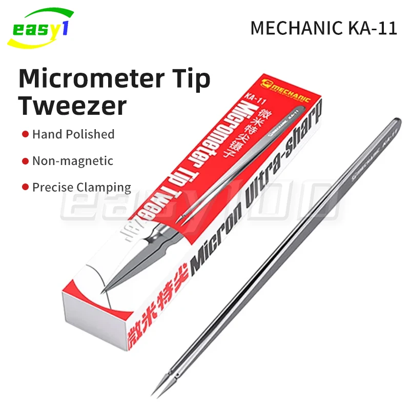 MECHANIC KA-11 Stainless Steel Tweezers for Chip Tin Planting Anti-Corrosion High Hardness Jump Wire Clamping Repair Tools