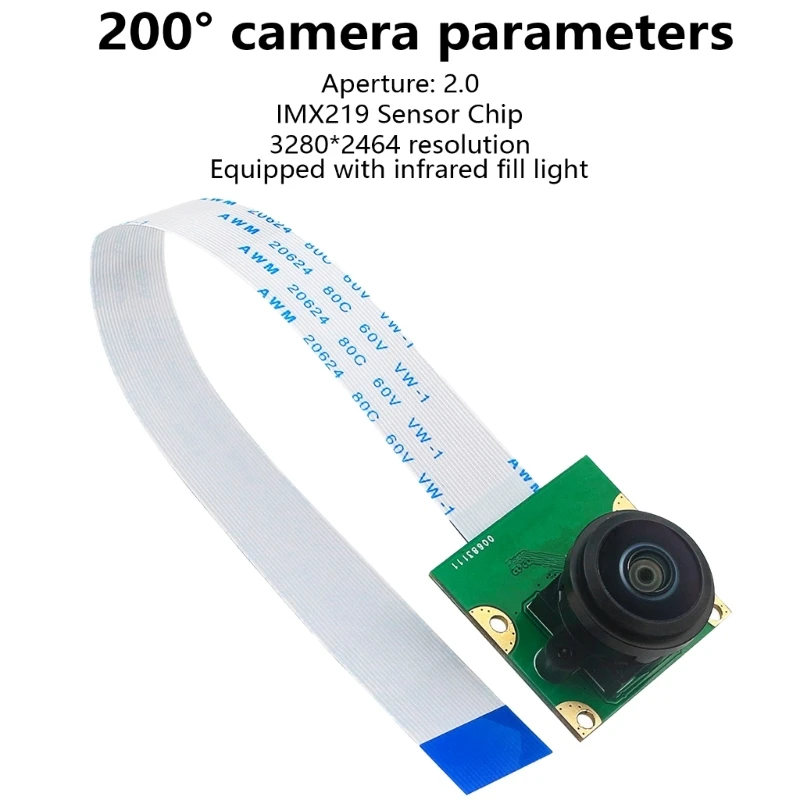 8MP IMX219 77/130/200 graus para módulo câmera RPi 5 com câmera fita