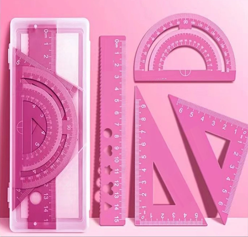 

Protractor And Straightedge Simple Design Triangle Ruler Set Aluminum Ruler Set Exquisite Workmanship Math Drawing Tools For