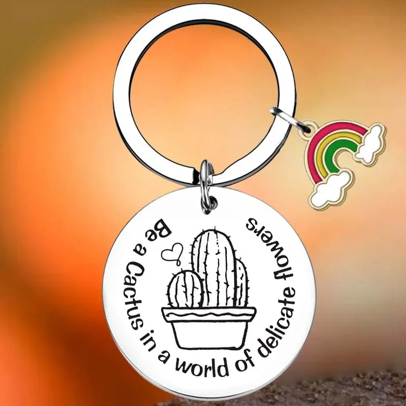

Hot Cactus Theme Key Chain Ring Sister Gift Niece Gift Cousin keychains pendant Wife Gift