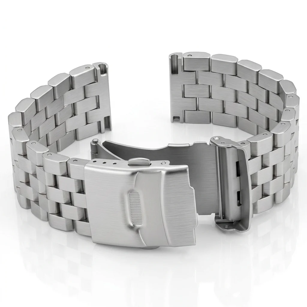 Massives Edelstahl-Uhrenarmband, 18/20/22/24 mm, silberfarbenes gebürstetes Metallarmband für Männer und Frauen, hochwertiges Unisex-Armband
