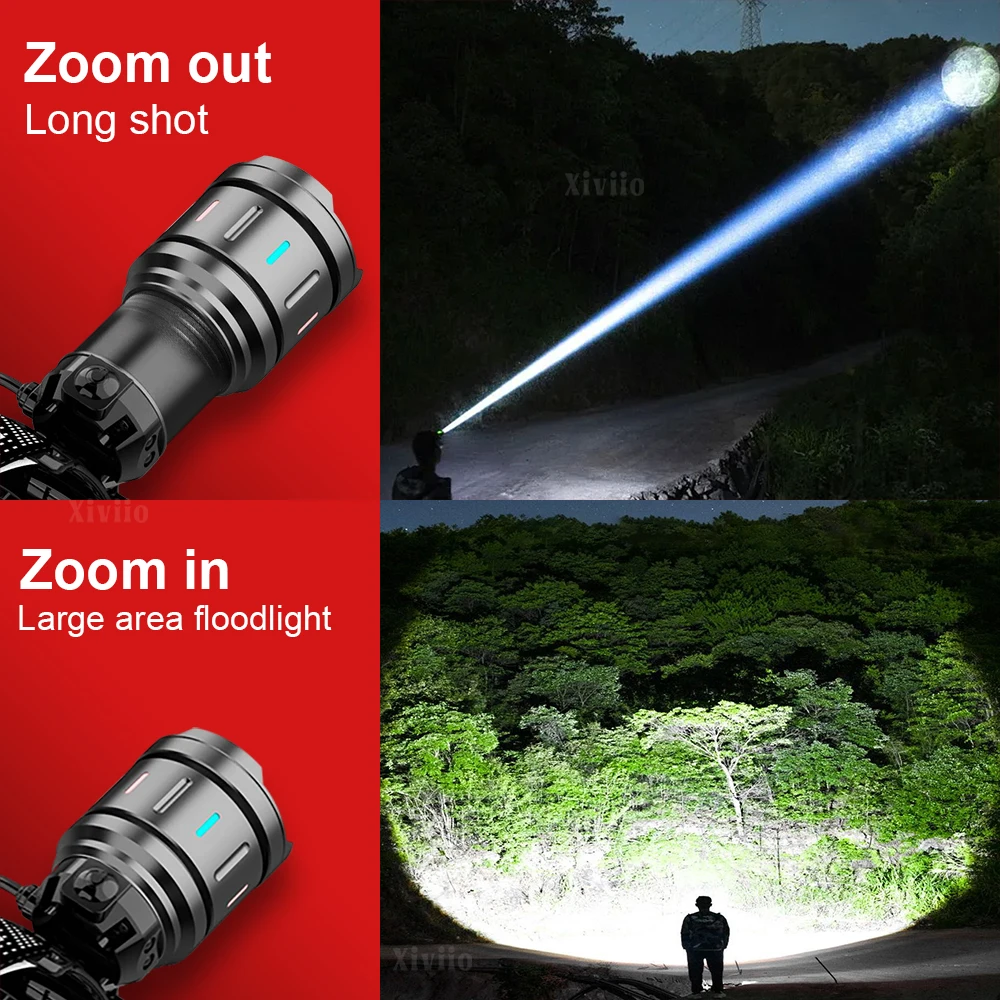 200000000LM 1000 واط قوية LED كشافات السوبر مشرق قابلة للشحن رئيس مصباح يدوي 3*18650 رئيس الشعلة الصيد الصيد العلوي