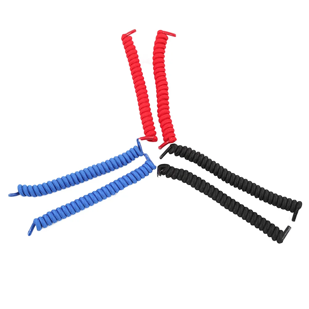 

6pcs Elastic Shoelace Kit Black 2 Red 2 Blue Silicone Laces For Kids Seniors Comfortable Fit Rubber Shoe Accessories