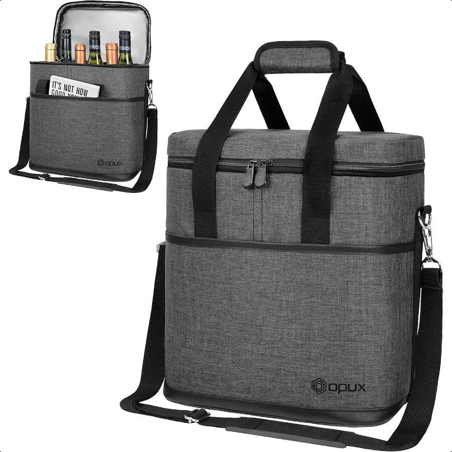 

6 Bottle Carrier Tote Insulated Padded Wine Cooler Bag for Travel. Picnic BYOB Portable Leakproof Wine Tote Bag for Dinner Part
