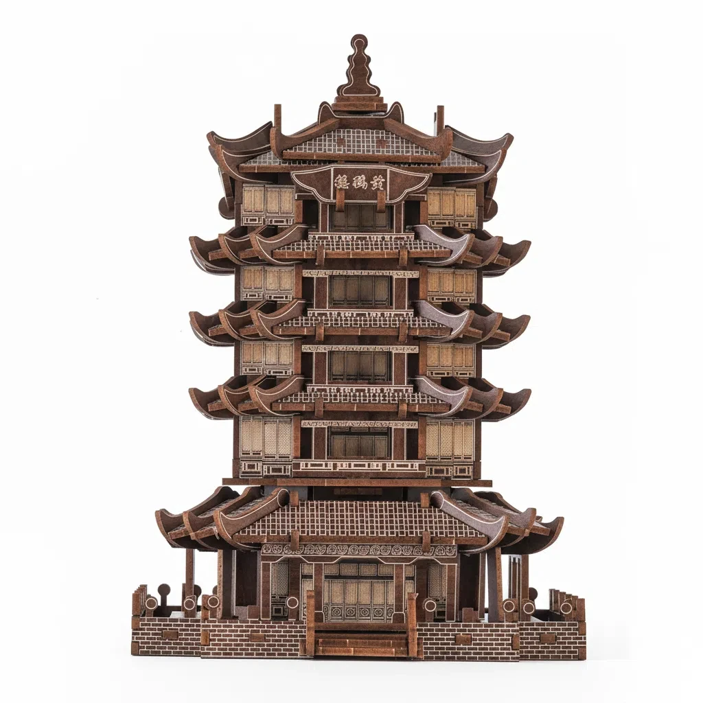 OUZEY 고대 중국 탑 3D 퍼즐 - 목재 건축 모형 조립 키트, 성인 및 청소년용 레이저 컷 DIY 프로젝트 (14세 이상)