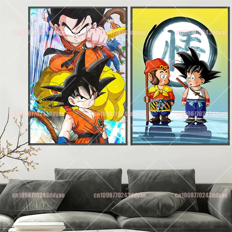Hd impressão dragon ball infância bonito goku cartaz pintura em tela presente das crianças arte da parede sala de estar quarto decoração clássica
