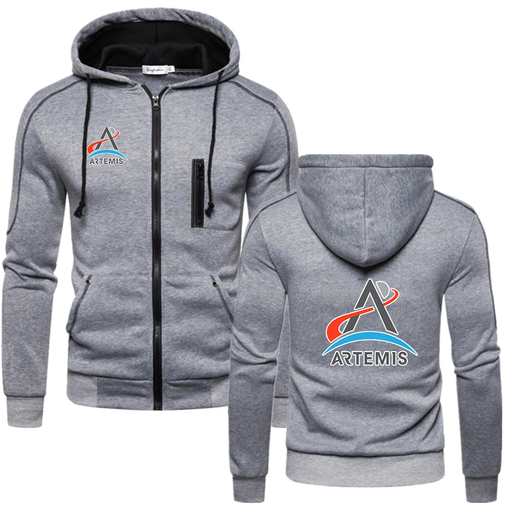 Spring Autumn 2026 Artemis Program Logo Print Fashion Men's Zip-up Hoodies High Quality Hooded Coat Daily Casual Sporty Jacket