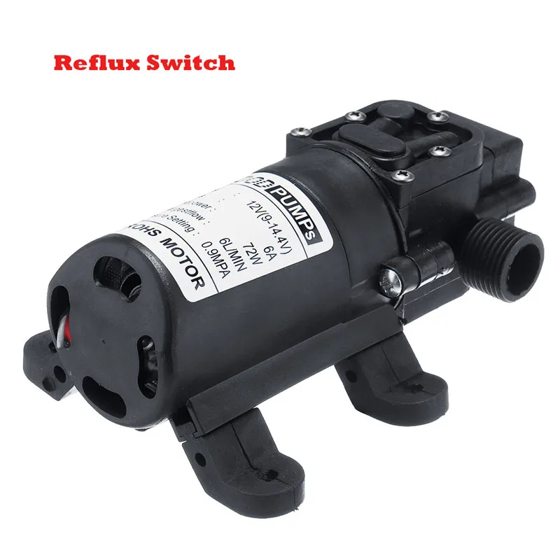 DC 12V 130PSI 6L/min Electric Water Pump Black Micro High Pressure Diaphragm Self-Priming Cooling Car Wash Water Pump Sprayer