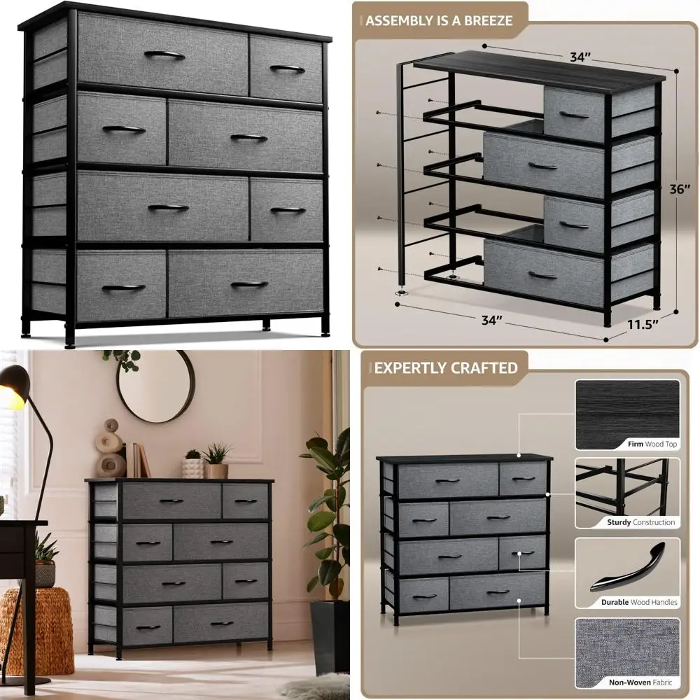 

8-Drawer Tall Chest Storage Unit for Bedroom, Closet, Hallway, Nursery, and Entryway Furniture Organization