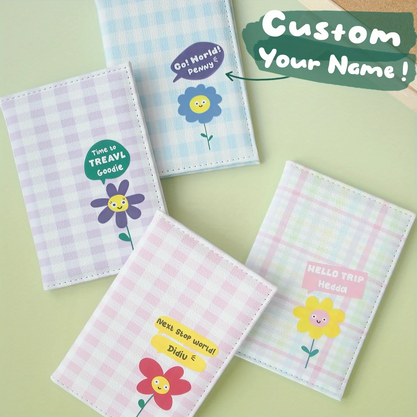 capa-de-passaporte-personalizada-com-estampa-xadrez-e-flores-porta-passaporte-de-couro-pu-com-slogan-organizador-de-documentos-de-viagem-kawaii