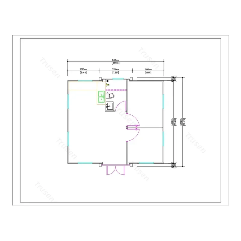 Custom Design 20ft 40ft Expandable 2 Bedroom Light Steel Frame Modular With Open Kitchen for Office Expandable Container