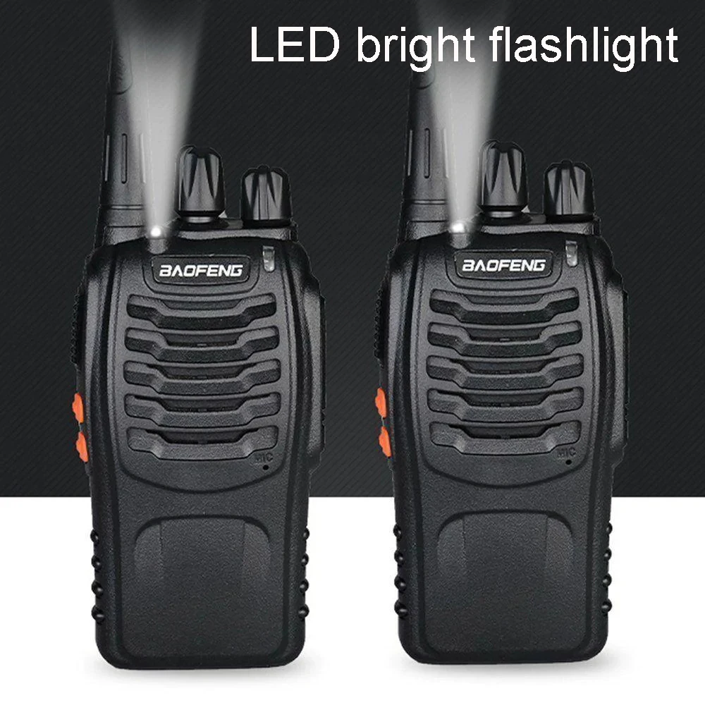 Baofeng-Walkie Talkie profissional, rádio bidirecional portátil, UHF 400-470MHz, 888s originais, 16 canais, 2pcs