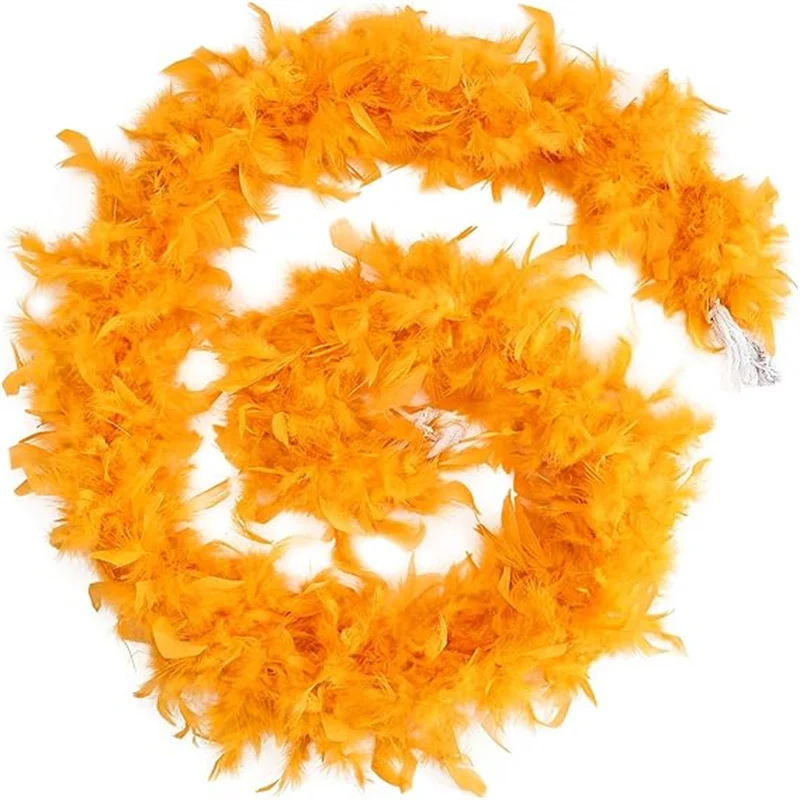 

80Gram Gold Yellow Chandelle Feather Boas Natural Turkey Feathers Fringes Strips Boa For Carnival Christmas Dresses Decoration