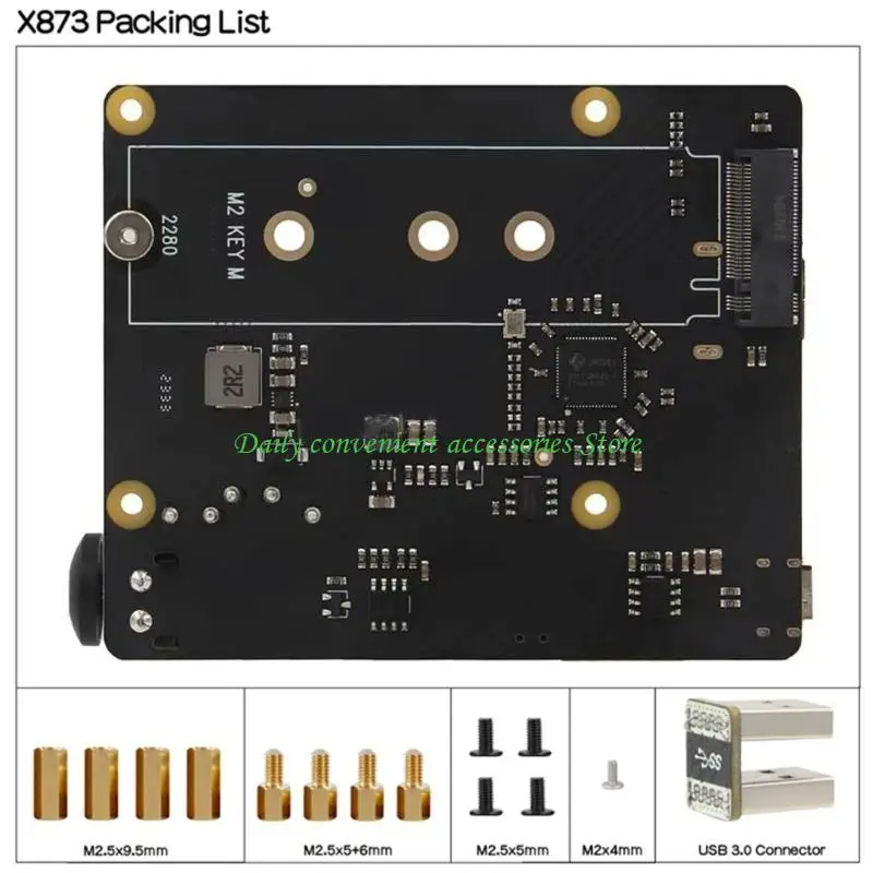 

97QB X873 USB3.0 to M.2 NVMe Solid Disk Extension Board With Integrated Power Control Button For rpi 4 Compatible