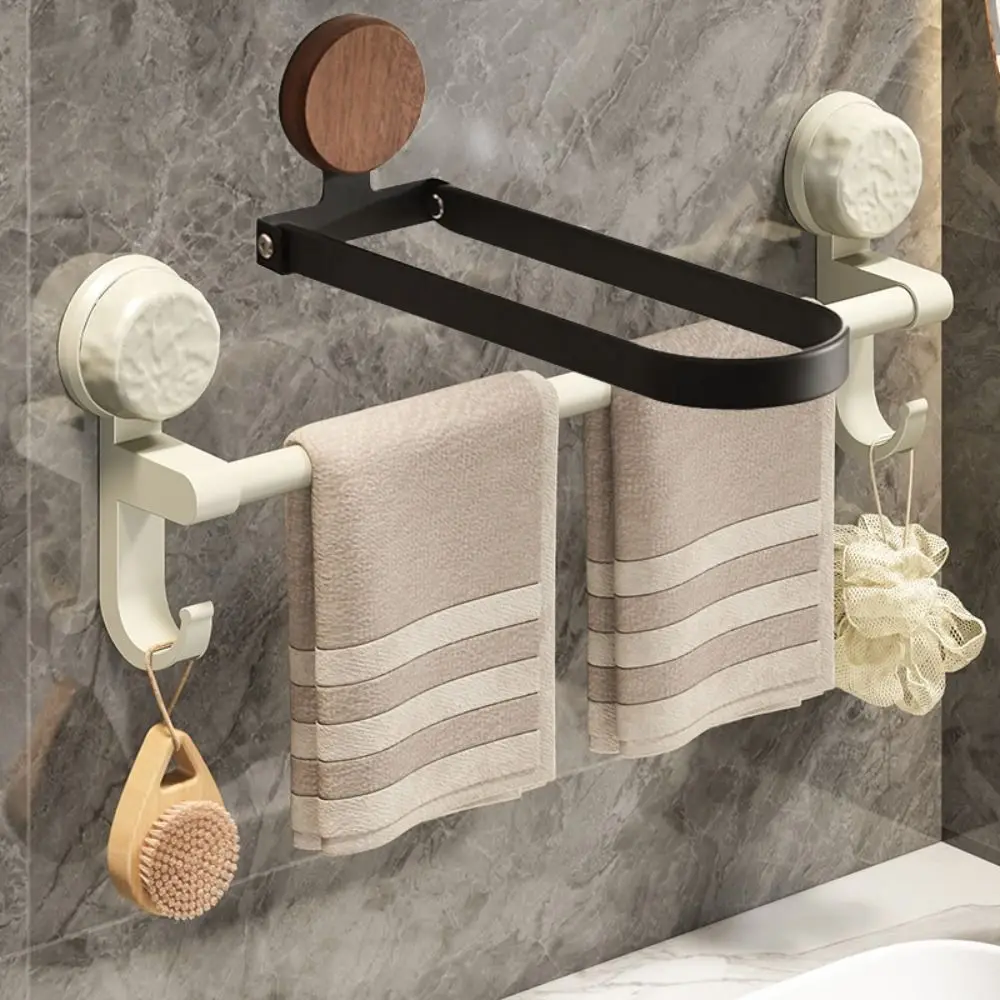 

Stainless Steel Bathroom Towel Rack Rustproof Space Saving Foldable Towel Hanging Pole No Drilling Wall Mounted
