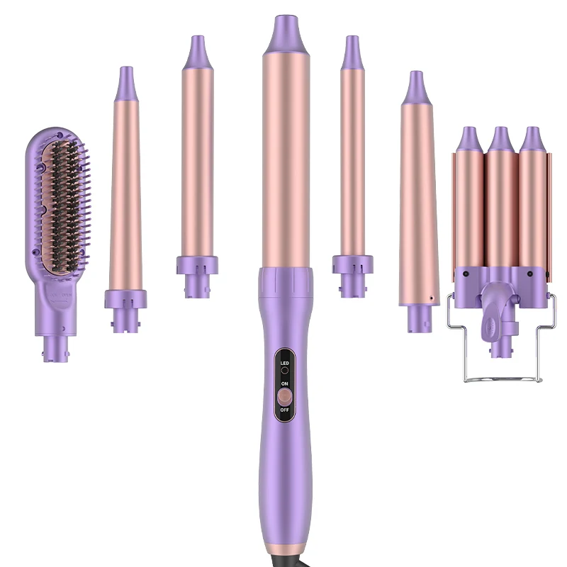 Professional 5 in 1 Curling Wand Set Interchangeable Hair Curler Waver 3 Barrel Curling Iron