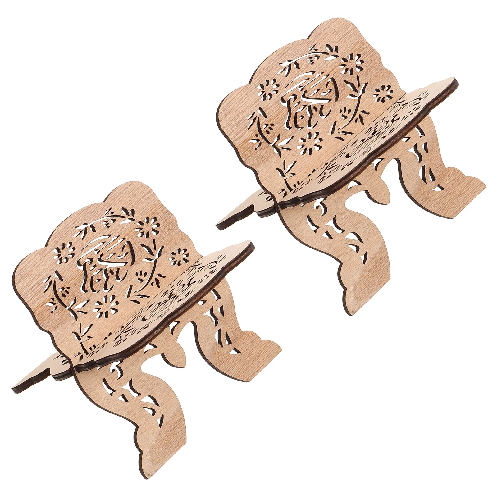 

2 Pcs Holy Book Stand Holder Wooden Quran Bookshelf Foldable Reading Document Desktop