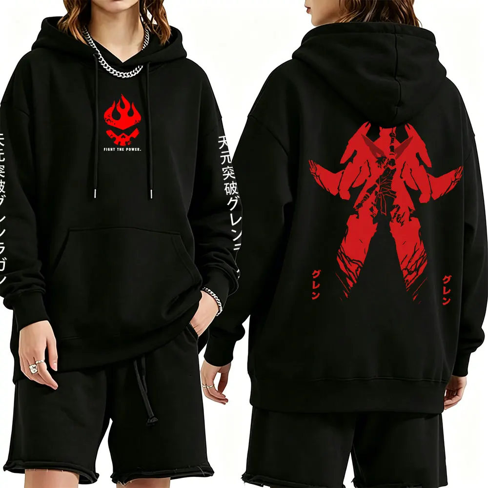 Anime Tengen Toppa Gurren Lagann Spiral Power Simon Hoodie Men Women Clothing Manga Oversized Sweatshirt Male Fashion Hoodies