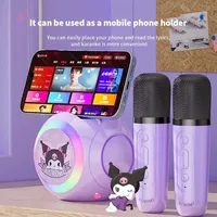 Sanrio Wireless Microphone Karaoke Machine Bluetooth Speaker With Mic KTV Sound RGB Colorful LED Lights For Outdoor Home Party