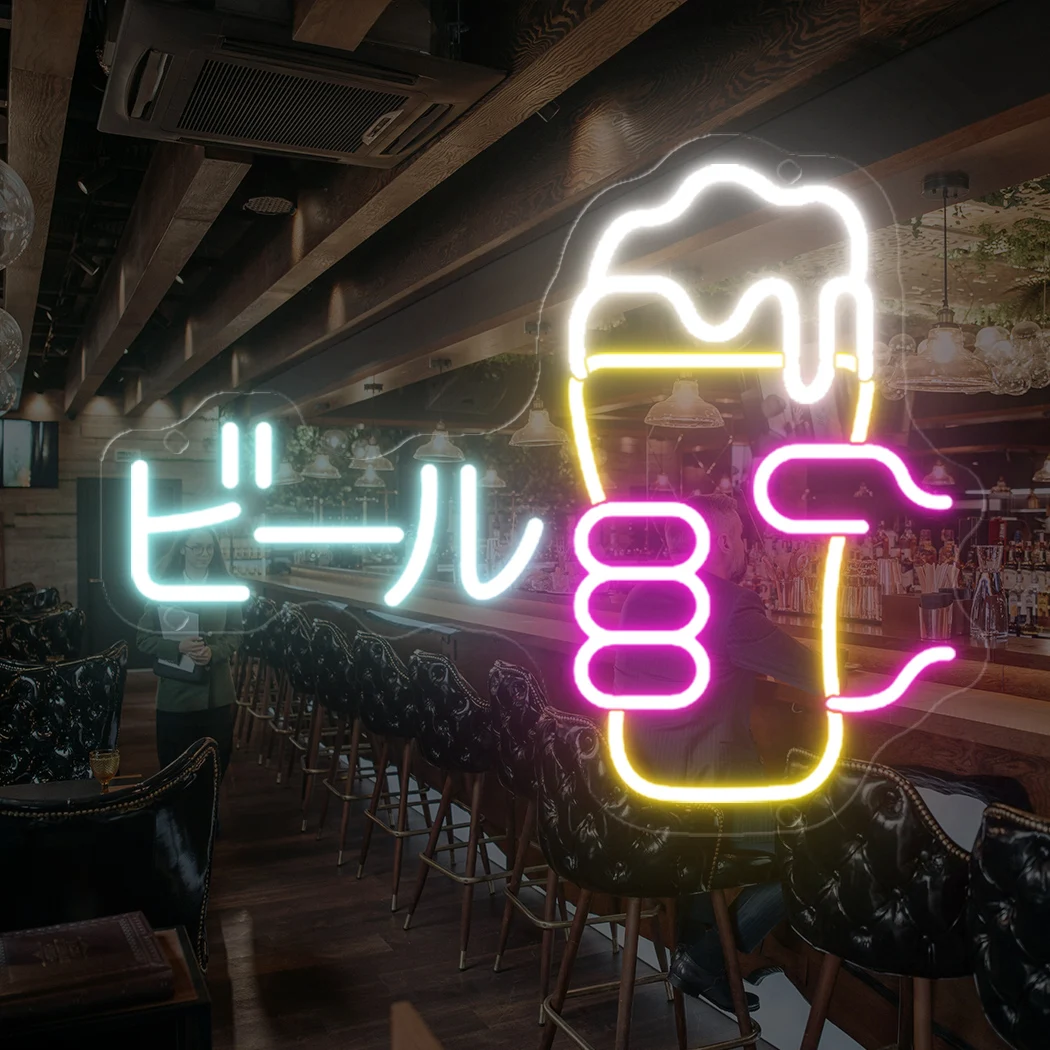 Japanese Beer Neon Sign LED Neon Light For Bar Pub Club Party Restaurant Roon Sign Luminous Hanging Wall Decoration Neon Lights