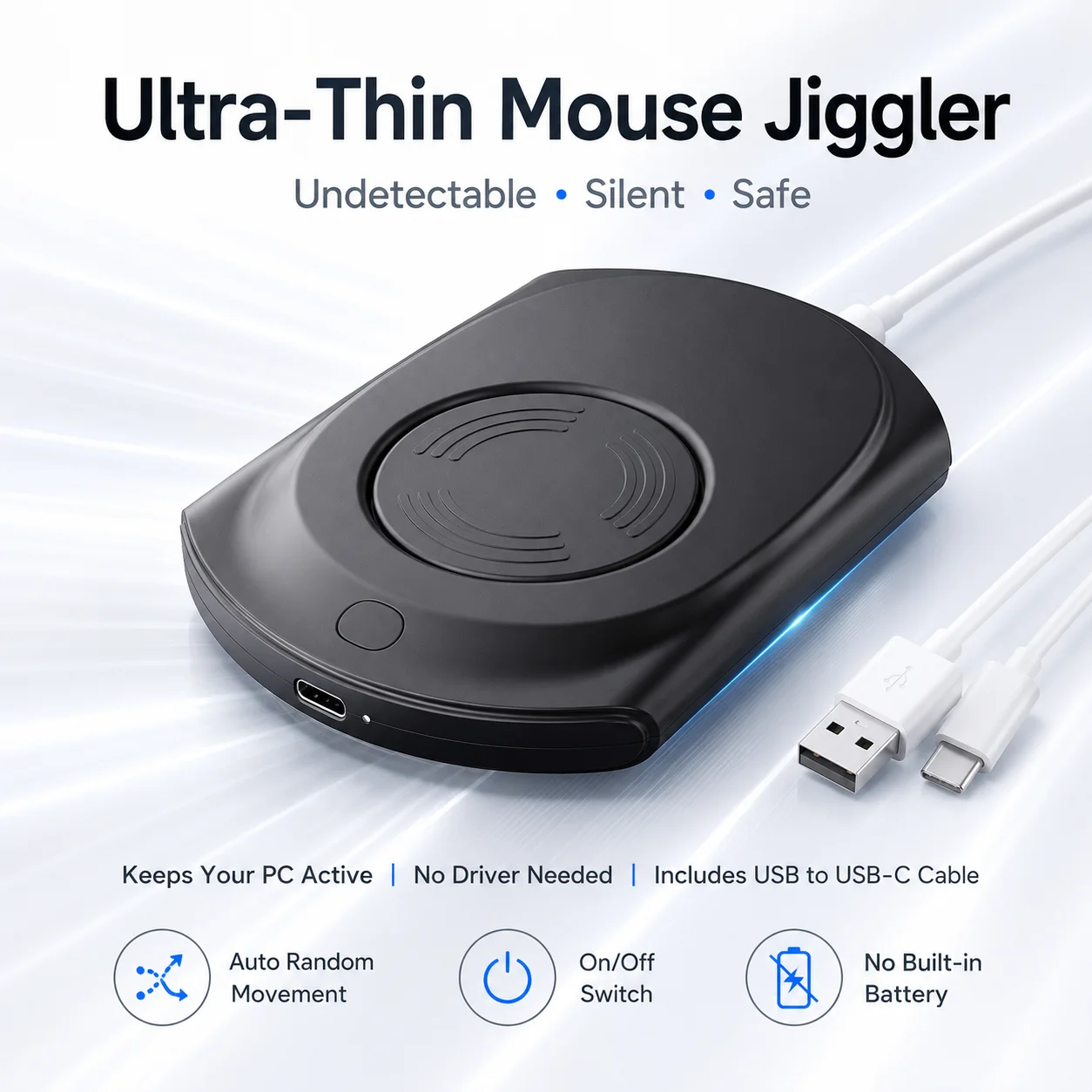 Auto Mouse Mover - Mouse Jitterer Mouse Mover-apparaat Ultradunne, geruisloze
