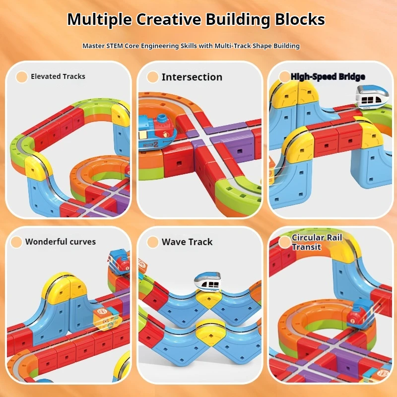 السحرية ثلاثية الأبعاد السكك الحديدية سيارة الأطفال تنوعا المغناطيسي اللبنات لتقوم بها بنفسك الجمعية السكك الحديدية الكهربائية سيارة عالية السرعة السكك الحديدية الجذعية اللعب الهدايا #2